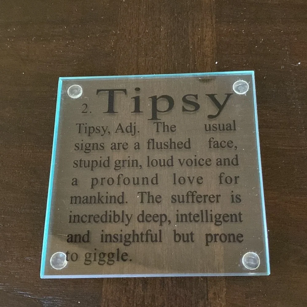 Bar Drink Coasters - Set of 6 - Glass 4” x 4”‎